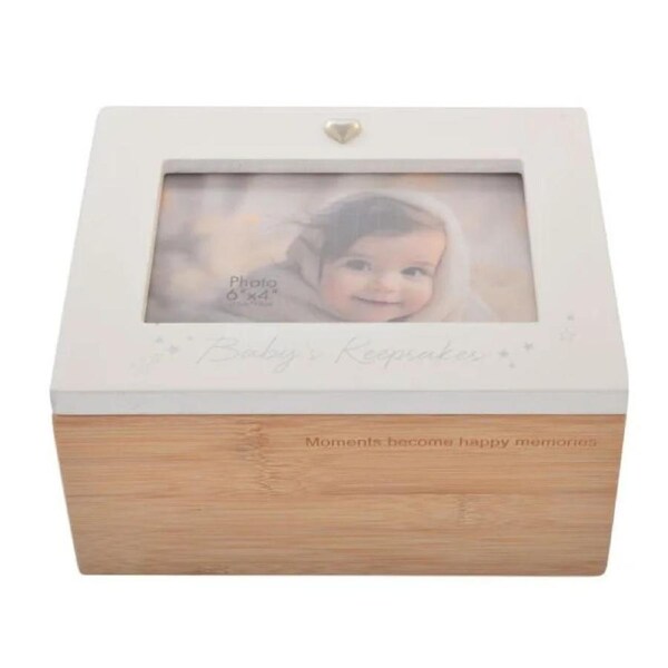 Baby Keepsake Box First Tooth Hair Curl Photo Memory Storage Newborn Gift Wooden