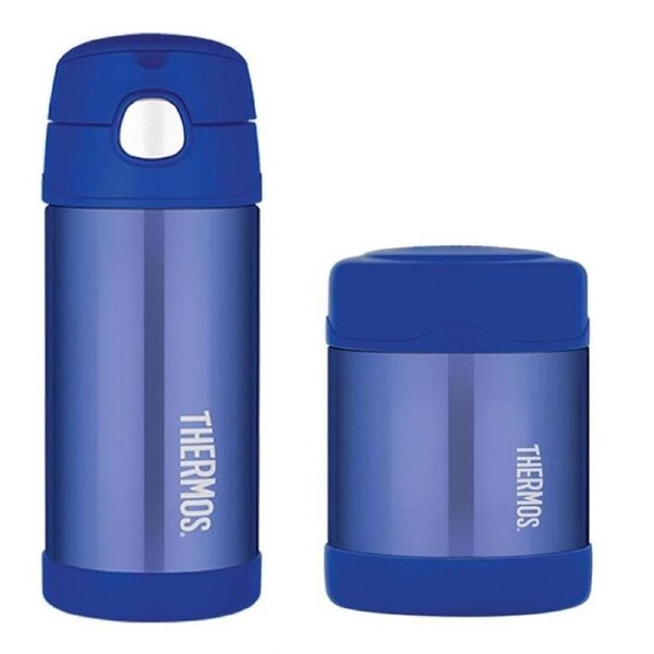 Thermos Funtainer Drink Bottle And Food Jar Glossy Blue