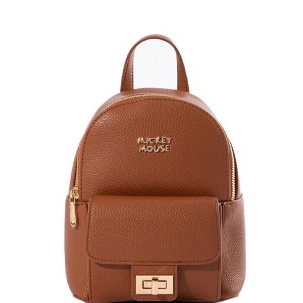 Disney Mickey Mouse PU Leather Kids/Children Mini Backpack 17x21cm Brown