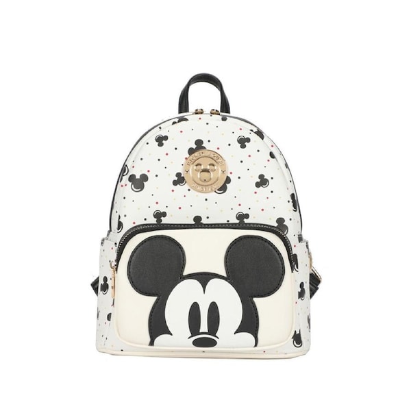 Disney Mickey Deluxe PU Leather Kids Travel Backpack 25x29cm Black/White