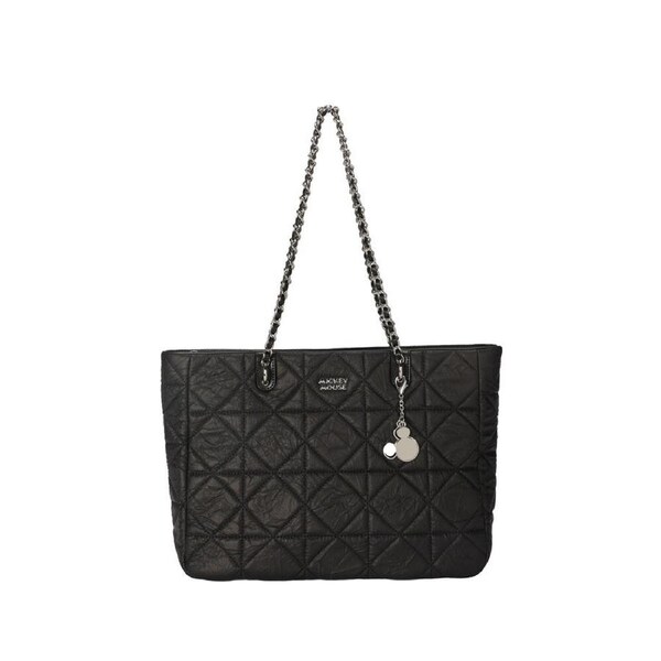 Disney Mickey Large Quilted Tote Travel Fashion Shoulder Handbag 35x27cm Black
