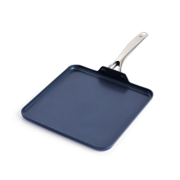 Blue Diamond Classic Aluminium Square Griddle Pan 11 inch Non Stick Dark Blue