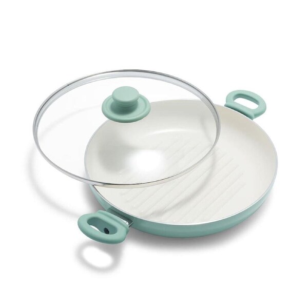 Greenlife 28cm Aluminium Soft Grip Grill Pan Home Kitchen Cookware Turquoise