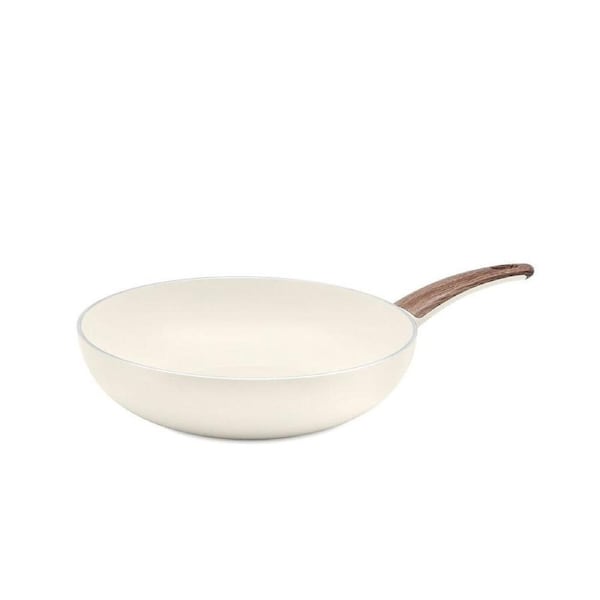 Greenpan 28cm Aluminium Wood-Be Cooking Wok Kitchen Cookware Cream White