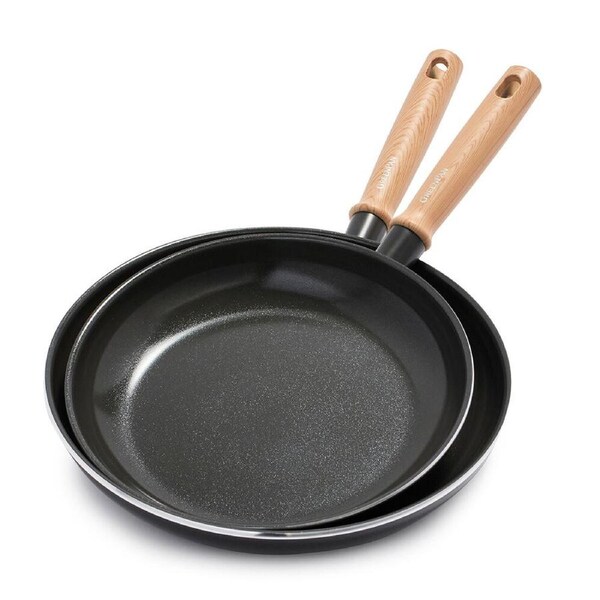 2pc Greenpan 9.5"/11" Non-stick Hudson Ceramic Frying Pan Set Browny Black
