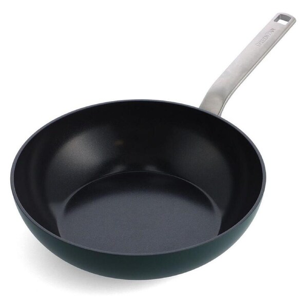 Greenpan 28cm Evolution Ceramic Non-Stick Wok Kitchen Cooking Moroccan Green