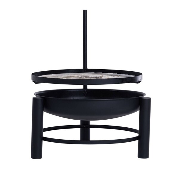 Glow 64x80cm Carolina Fire Pit Outdoor Fire Place w/ BBQ Planchia Grill Black