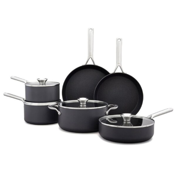 10pc OXO Ceramic Professional Non-Stick Cooking/Frying Cookware Set Grey