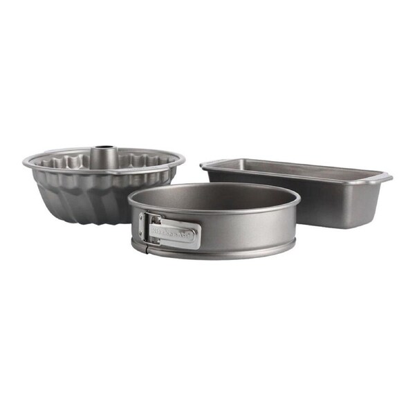 3pc KitchenAid Non-Stick Aluminised Steel Bakeware Set Kitchen/Baking Grey