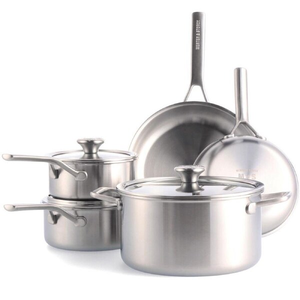 8pc Merten & Storck Tri-Ply Stainless Steel Induction Pots & Pans Set Cookware