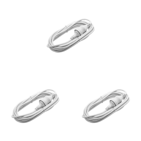 3PK Moki Electrical Plug Extension Lead/Cable 5m Home/Office Power Cord White