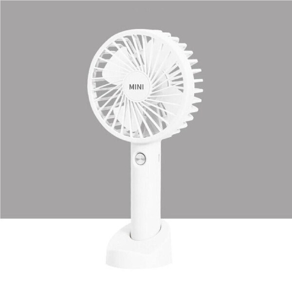 Portable Mini Hand-Held Desk Fan Cooling Cooler USB Rechargeable 3 Speed White