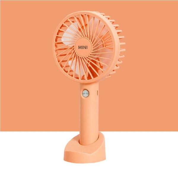 Portable Mini HandHeld Desk Fan Cooling Cooler USB Rechargeable 3 Speed Orange