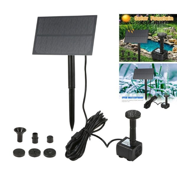 Water Pump Garden Pond Pool Solar Power Fountain Submersible Feature Kit Panel