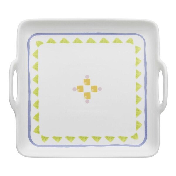 Porto Fiesta Square Serving Tray Platter w/ Handle Serveware 36.5cm White