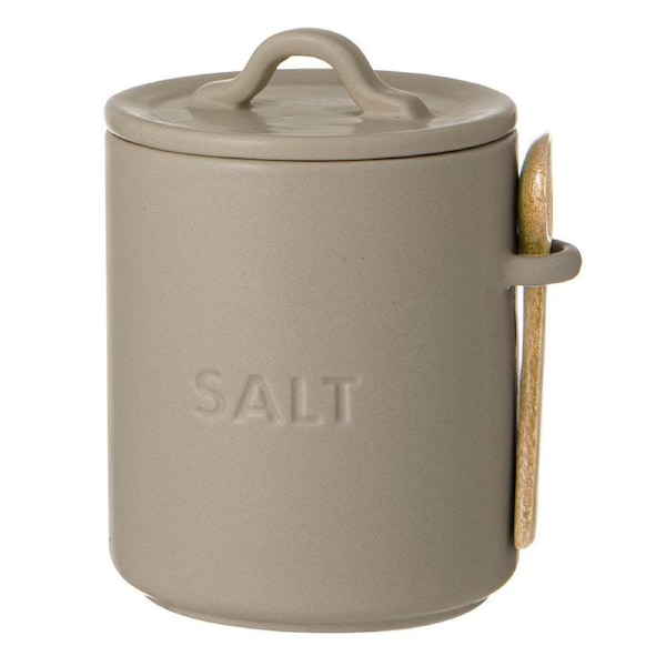 Ladelle Essentials Salt Cellar Storage Container Organiser 11.5x10cm Stone