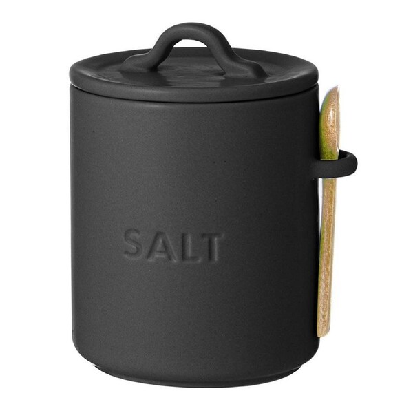 Ladelle Essentials Salt Cellar Storage Container Organiser 11.5x10cm Charcoal
