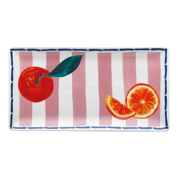 Porto Valentina Porcelain Rectangle Food Serving Platter 29.5cm Tangerine