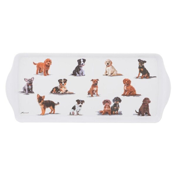 Ashdene Puppy Love Puppies Serving Sandwich Tray Rectangle 38x16.5cm White