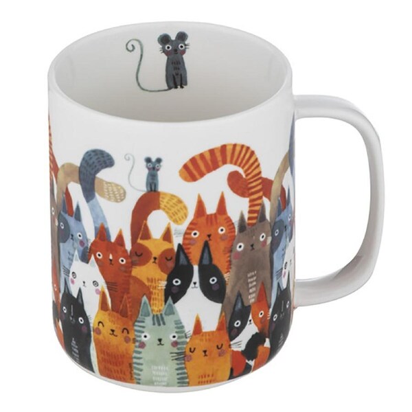 Ashdene Quirky Cats Photobomb Coffee/Tea Drinking Cup Mug 400ml New Bone China