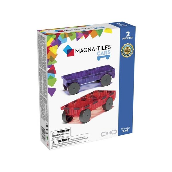 2pc Magna-Tiles Kids Magnetic Cars Expansion Set 21x25.6cm Purple/Red 3y+