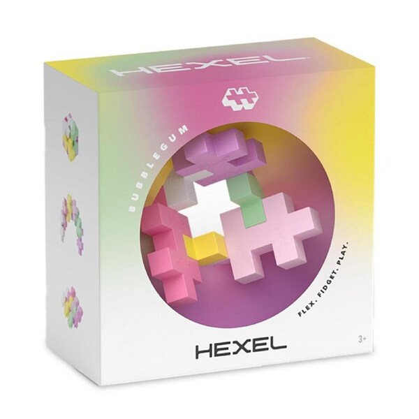 Plus Plus Hexel Fidget Toy Bubblegum Kids/Child 6-Interconnected Blocks 3y+