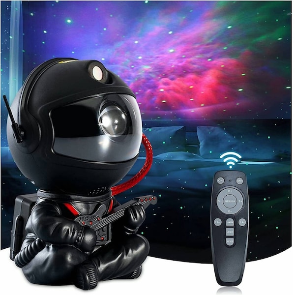 Black Guitar Astronaut LED Star Galaxy Projector Nebula Night Light Starry Sky