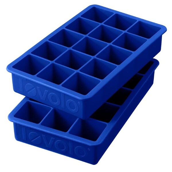 2pc Tovolo Silicone Perfect Cube Ice Maker Tray Set Kitchen Barware Blue