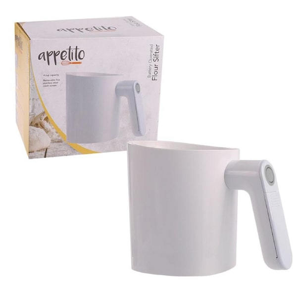 Appetito 4-Cup Flour Sifter Home/Kitchen Baking/Cooking Food Prep Tool White