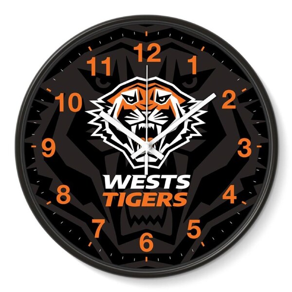 Wests Tigers NRL 30cm Team Logo Wall Clock