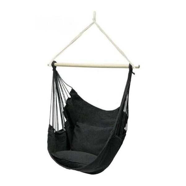 Hanging Soft Hammock Chair Portable Black Outdoor Garden Camping Swing