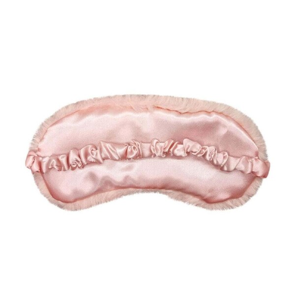 J. Elliot Home Layla Faux Fur Eye Mask Sleeping Face Cover 20x10cm Soft Pink