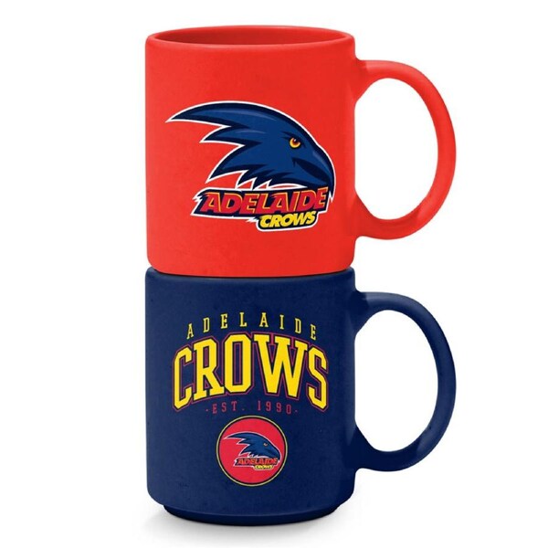 Adelaide Crows AFL Set of 2 Stackable Ceramic Coffee Mug Cups
