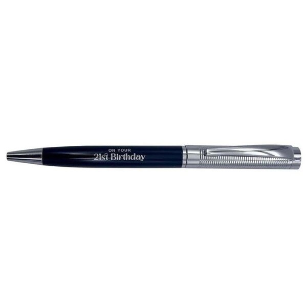 Gibson Gifts 21st Birthday Pen Writing Ballpoint Stationery Silver/Black