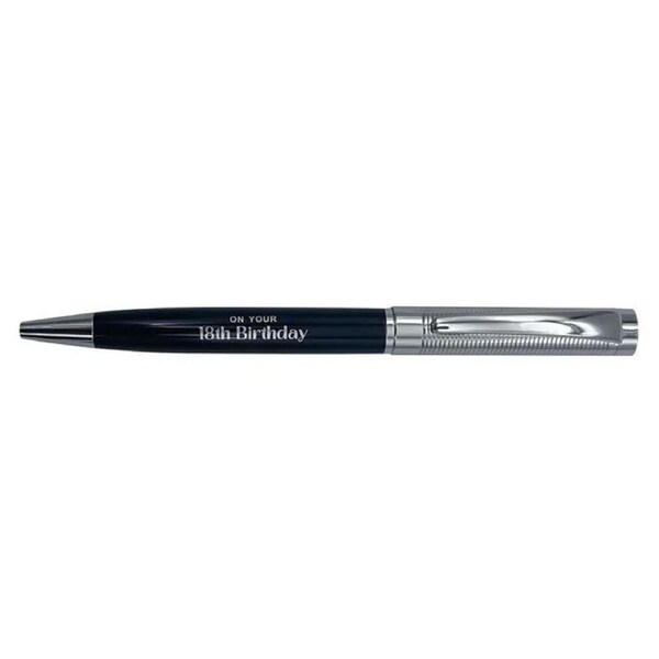 Gibson Gifts 18th Birthday Pen Writing Ballpoint Stationery Silver/Black