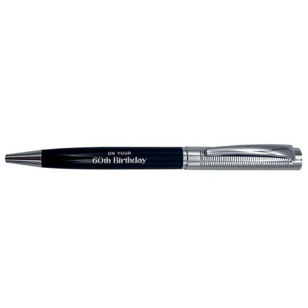 Gibson Gifts 60th Birthday Pen Writing Ballpoint Stationery Silver/Black