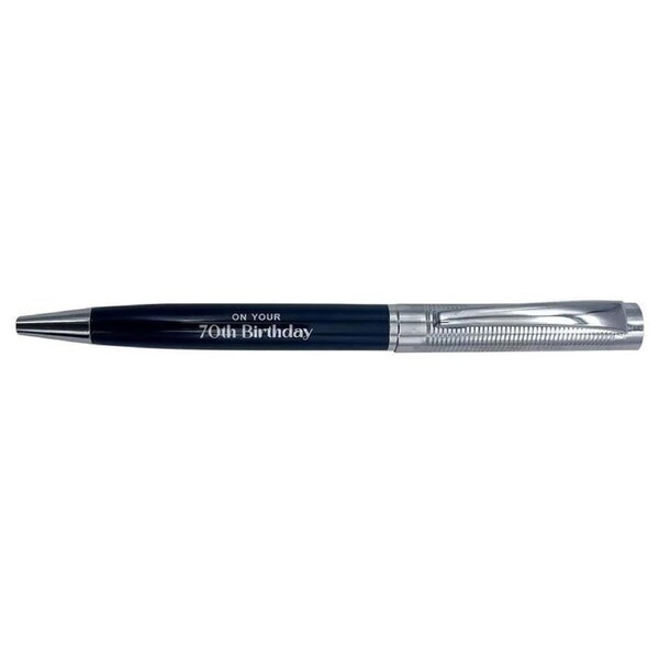Gibson Gifts 70th Birthday Pen Writing Ballpoint Stationery Silver/Black