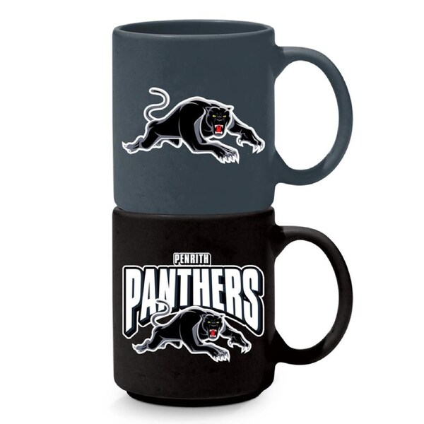 Penrith Panthers NRL Set of 2 Stackable Ceramic Coffee Mug Cups