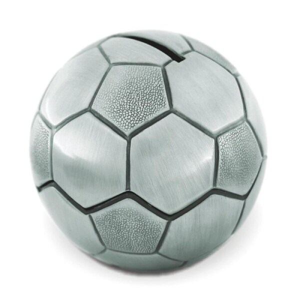 Gibson Gifts Soccer Ball Pewter Money Bank Coin/Cash Storage Home Decor Silver