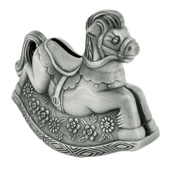 Gibson Gifts Rocking Horse Pewter Money Bank Coin Storage Home Decor Silver
