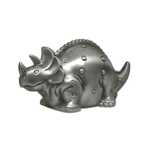 Gibson Gifts Dinosaur Pewter Money Bank Coin/Cash Storage Home Decor Silver