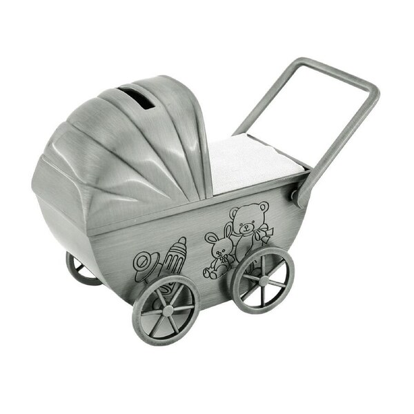 Gibson Gifts Baby Pram Pewter Money Bank Coin/Cash Storage Home Decor Silver