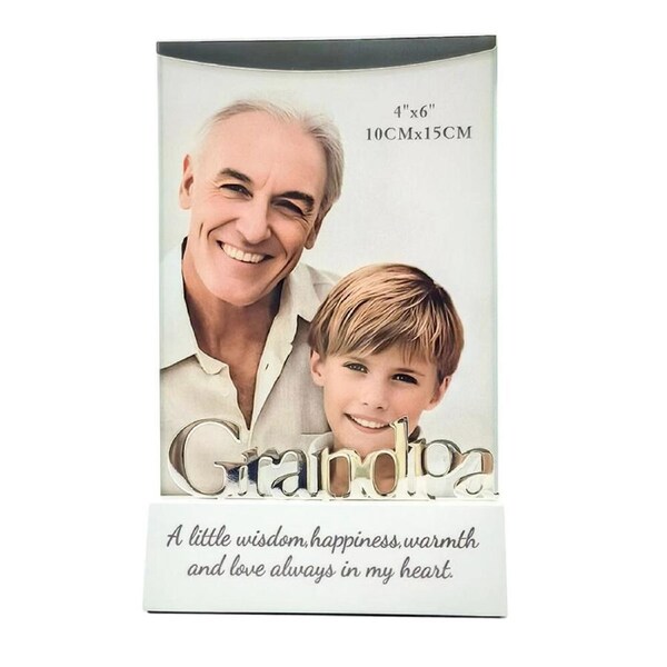 Gibson Gifts Silver Sentiment Grandpa Photo Frame 4x6'' Picture Display