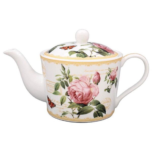 Gibson Gifts Redoute Rose Fine China Tea Pot/Teapot Brewer Kitchen Serveware