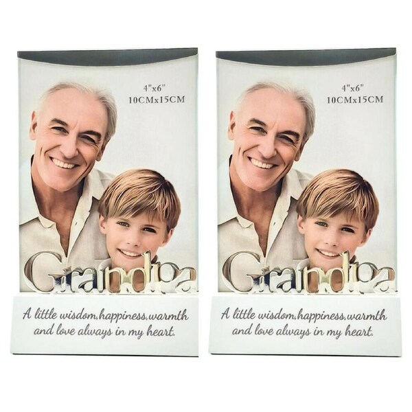 2PK Gibson Gifts Silver Sentiment Grandpa Photo Frame 4x6'' Picture Display