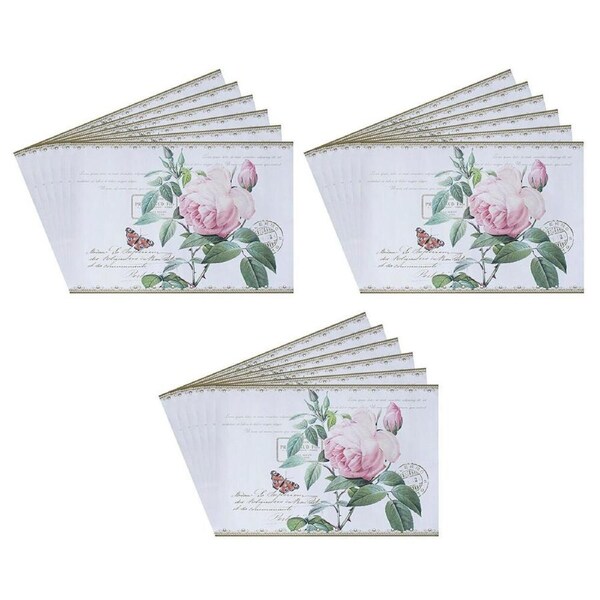 3x 6pc Gibson Gifts Redoute Rose Drawer Liners Scented Kitchen Mat 59x42cm