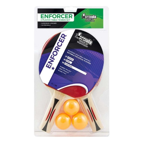 5pc Formula Sports Enforcer Table Tennis 2-Player Set Ping Pong Bats/4cm Ball