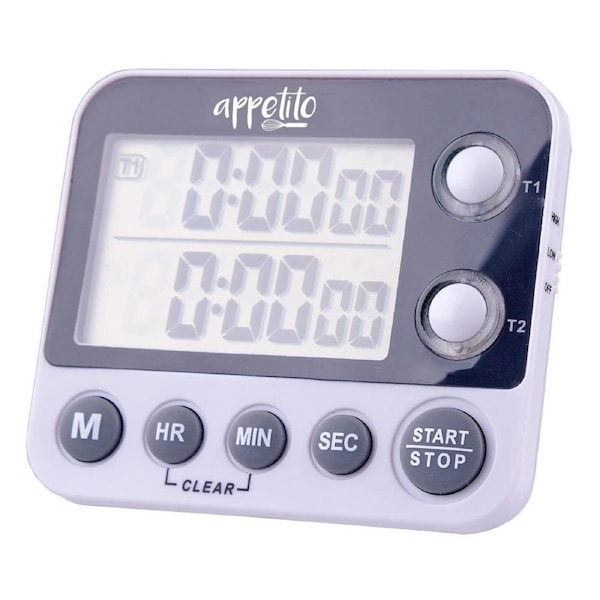 Appetito 100 Hours Dual Electronic Digital Kitchen Timer/Magnetic/Self Standing