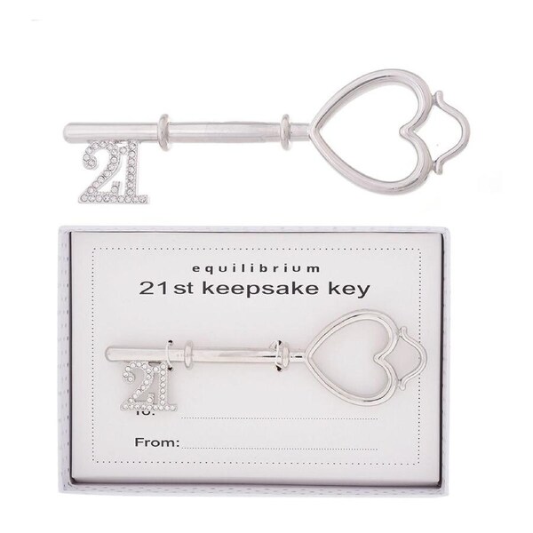 Gibson Gifts Womens Equilibrium Silver Plated 21st Birthday Key Gift Box