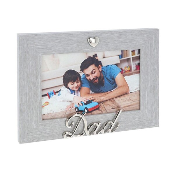Gibson Gifts Silver Heart Dad 6x4 Keepsake Memory Picture Frame Photo Holder